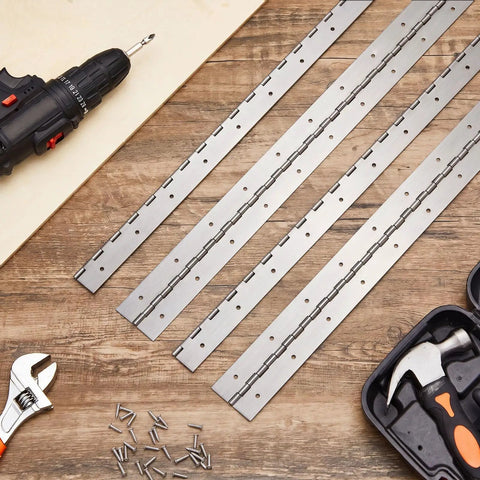 Heavy Hitter 30 Inch Piano Hinge 4 Pack 304 Stainless Steel Continuous Hinge For Large Cabinet And Industrial Storage Equipment Door Woodworking Projects with tools