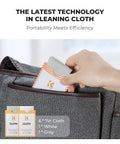 Front view of K&F Concept 2-pack microfiber lens cleaning cloths (6x7 in) in white and gray, pulled from a bag pocket