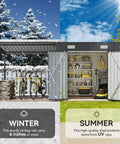 Two In One Outdoor Storage Shed And Gazebo Combo With Heavy Duty Metal Frame, Six By Four Ft Storage Shed Plus Twelve By Four Ft Open Sided Pergola