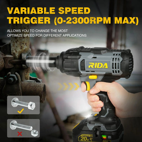 Close-up of Cordless Impact Wrench One Half Inch With Five Beefy Torque Settings Up To 400 Nm being used on a bolt