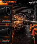 Beefed Up Truck Anchor Pin Bushing Driver Kit showing installation with flanged adapter, emphasis on sparks during use