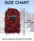 Size chart for Two Pack Winter Distressed Balaclava Knit Ski Mask For Women And Men Full Face Coverage Three In One Wearable in snowy background.