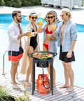 Beefy 75,000 BTU Dual Burner Portable Gas Camp Stove with 20 PSI Regulator by poolside for outdoor cooking, boiling, frying