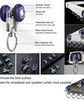 Heavy Duty Ceiling Or Wall Mount Curtain Track Rail For Living Room And Room Dividers Aluminum Alloy Sliding Curtain System White 2 Meters with silent pulley system details