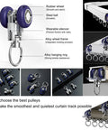 Heavy Duty Ceiling Mounted Curtain Track System For Drapes And Room Dividers Sliding Rail For Living Room White 4.5m Commercial Grade Aluminum Alloy Rust Resistant Smooth Operation And Easy Installation pulley wheels and ring hangers