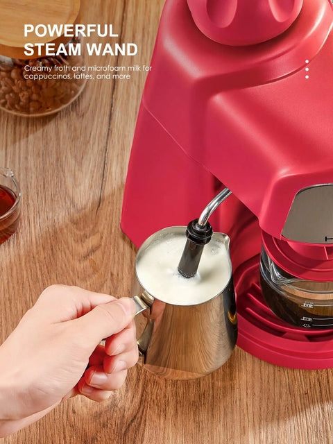 Solid Espresso And Cappuccino Machine Brings Super Quick Heat To Your Kitchen Counter Helping Coffee Fanatics grab morning sips with powerful steam wand.