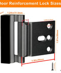 Heavy Duty Door Reinforcement Lock For Inside Use Upgraded Front Door Security For Kids Withstand 800 Lbs Of Force Child Proof Door Lock Extra Barrier From Inside 2 Pack Black shown with dimensions