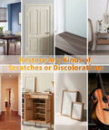 Image showcasing various furniture and surfaces restored using Ultimate Diy Friendly Wood Floor Scratch Repair Kit With 39 Piece Set.