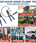 2 Piece Hose Clamp Pliers Set With 27 Inch Flexible Hose Clamp Pliers And Flat Band Pliers Removal Tool for various repairs