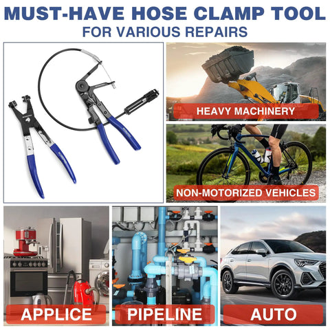 2 Piece Hose Clamp Pliers Set With 27 Inch Flexible Hose Clamp Pliers And Flat Band Pliers Removal Tool for various repairs