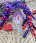 Three Pack Silk Look Rope 32 Ft Each 8mm Soft Braided Satin Rope Multi Color Black Red Purple for crafts on newspaper