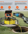 Dope Sewer Camera 100Ft Kit With 5 Inch HD 1080P Display Built In DVR 32GB Memory 5000mAh Battery Pipe Inspection Tool in open manhole