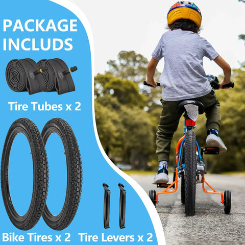 2 Pack 20x1.75 Bike Tires With Tubes And Levers For 20x1.5 1.75 1.95 Rims Durable Nylon And Rubber Tire Set For Hybrid Trail Urban BMX Bikes