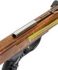 Close-up of Woody Magnum Speargun for Spearfishing and Freediving Handpicked African Mahogany Barrel Stainless Steel Shaft Easy Stretch Bands