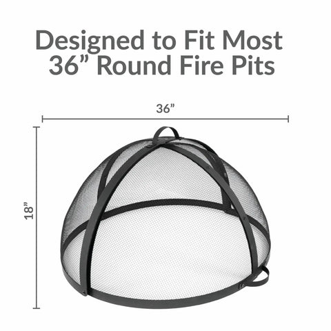 Round Fire Pit Spark Screen Cover With Easy Opening Latch Heavy Duty Steel Mesh Shield For 36 Inch Outdoor Fire Pits Ember Guard