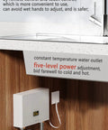 5500W Mini Electric Tankless Water Heater With Remote And Digital Display installed under kitchen sink