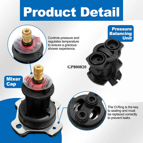 Mixer Cap And Pressure Balancing Unit Kit For Shower Valves K304 And K11748 Includes GP800820 Cartridge And GP77759 Cap