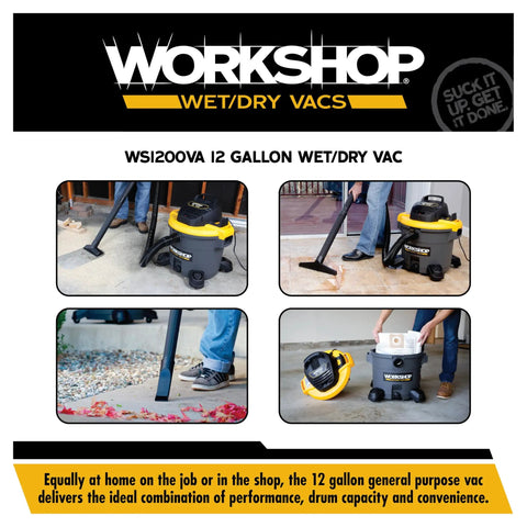 Beast Of A 12 Gallon Wet Dry Shop Vacuum With 5.0 Peak HP for home, garage, workshop and jobsite cleanup in action