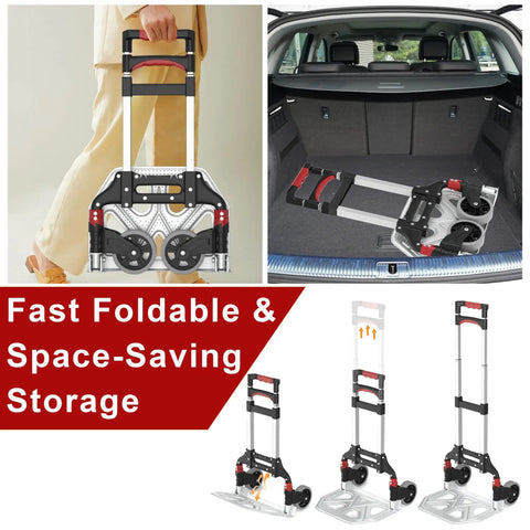 Heavy Duty Folding Hand Truck 180 Lb Capacity With Telescoping Handle And Rubber Wheels Lightweight Steel Base Cart in use