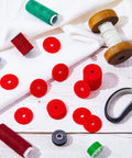 Red Spool Pin Felt Pads For Sewing Machines, 100 Pieces Replacement Felts For Spool Pins, Thread Spool Pin Adapter, Treadle Machine Parts, Ideal For DIY Sewing Arts Crafts And Projects, red felt discs with thread spools