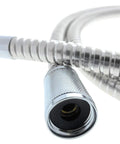 Close-up of pull out replacement shower hose 59 inch chrome finish no-fuss easy fit for Grohe hand shower faucets