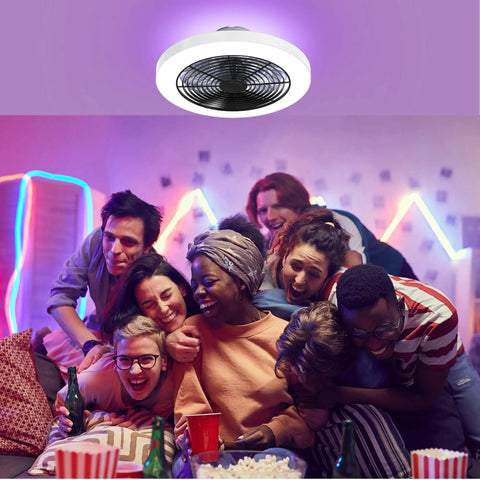Dope Smart Ceiling Fan With Lights, Modern Ceiling Fan With Alexa, Google Assistant, App Control, RGB Backlighting And Front Triple Hue Lighting For Bedroom, Living Room, Kitchen And Party Time in a fun party setting