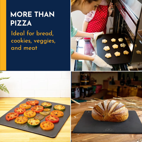 14x16 Inch Pizza Steel Pro Grade Heavy Duty Carbon Steel Baking Plate For Oven And Grill with cookies and bread