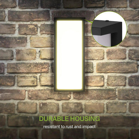 14 Inch Outdoor Wall Light Front Door Sconce With 3CCT Dimmable Ultra Bright LED Waterproof ETL Listed 20W 1900LM 120V Exterior Porch Flush Mount Black Set Of 4 Durable Weatherproof Exterior Lighting shown on brick wall