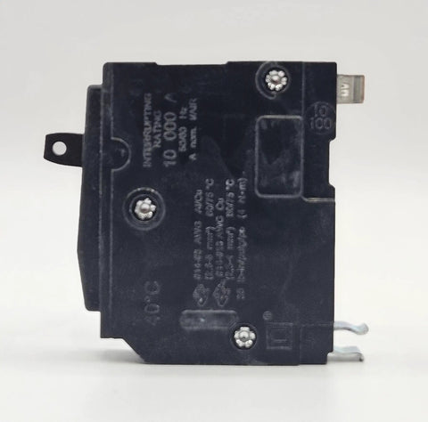 Side view of QO120 20 Amp Circuit Breaker, 1 Pole, 120 Volt, UL Listed, 10kA AIR, Plug In, Standard Type for home and commercial use.