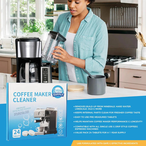 Solid Pick 24 Pack Coffee Maker Cleaning Tablets Honestly Hella Good At Knocking Out Limescale And Coffee Buildup for espresso machines.