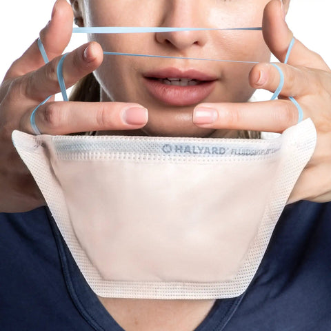 Woman holding N95 Duckbill Respirator Mask with bonded straps and large breathing chamber, suitable for everyday use.
