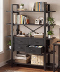 Sturdy 5 Tier Industrial Bookshelf With Four Drawers Built Like A Tank Tall Rustic Storage Shelf For Living Room And Home Office