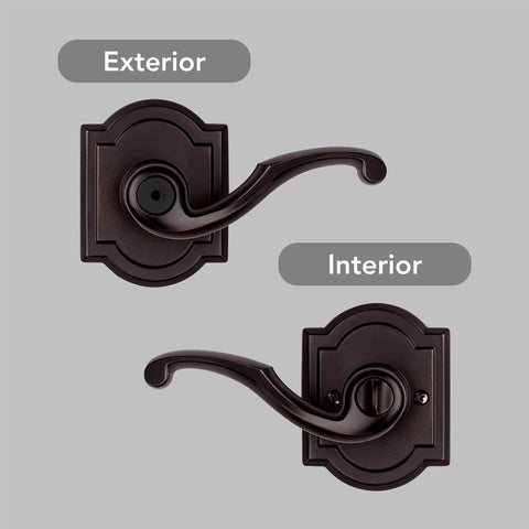 Interior Privacy Door Handle Lever for Bedroom and Bathroom, Reversible, Keyless Lock, Venetian Bronze Finish, product view