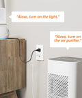 Smart In-Wall Outlet With Alexa Voice Control installed behind furniture with two devices plugged in, no hub needed, WiFi enabled.