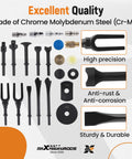 Heavy Duty Air Hammer Chisel Kit with 19 Piece Pneumatic Hammer Set made of Cr-Mo steel showing various attachments