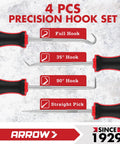 4 Piece Precision Hook And Pick Set With Pouch For Auto Repair Mini Pick Tools For Gearheads O Ring Removal