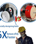 Tough As Nails Carbide Grit Hole Saw Drill Bit For 4 3/8 And 6 3/8 Inch shows comparison with a specially designed back for faster plug removal.