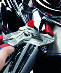 Adjustable Pliers Wrench Chrome Finish With Quick Release Button gripping motorcycle bolt