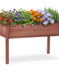 Heavy Duty Raised Garden Bed With Thick 2.4 Inch Leg Stand 48 By 24 By 30 Inches Outdoor Wood Elevated Planter Box With Liner