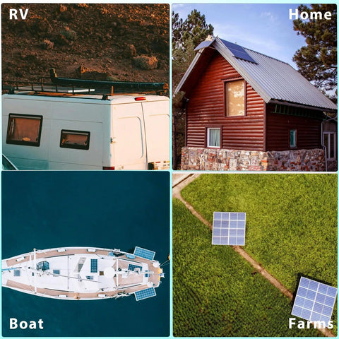 Beefy 150 Watt 12 Volt Solar Panel Kit With 20 Amp Charge Controller on RV, cabin roof, boat, and farm fields
