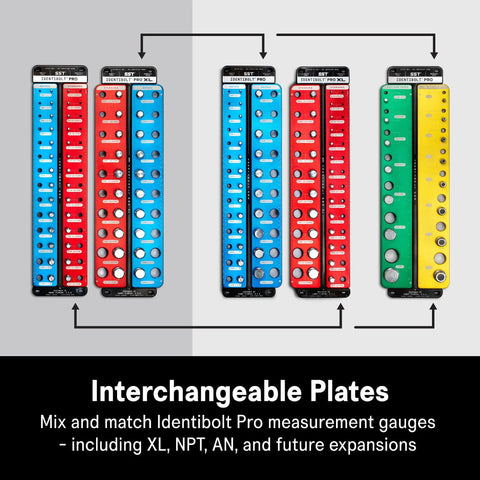 Interchangeable plates of Identibolt Pro Thread Checker With Magnetic Wall Mount For Quick Nut And Bolt Identifier Gauge For 28 Sizes
