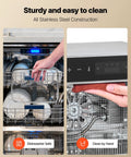 Six Tray Stainless Steel Food Dehydrator With 400W Power, Adjustable Temperature, And 24 Hour Timer being cleaned in dishwasher and by hand