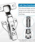 Close-up of 60 Pack Half Inch Overlay Soft Close Cabinet Hinges With Clip On Mounts, highlighting soft-close mechanism.