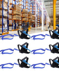 10 Pack Anti Static Foot Heel Straps For ESD Work, blue synthetic rubber grounding straps in warehouse setting.