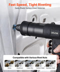 Heavy Duty Pneumatic Rivet Nut Gun Kit With Quick Swap Heads And 20 Mandrels For Auto Repair, Build Rigs Strong On The Job Shop, Fast Install, Industrial Grade Power That Never Slaps in use on sheet metal, 3/8" 9.525mm