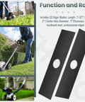 Two black 7-1/2 inch edger blades with 1-inch center holes.