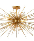 27 Inch Starburst Sputnik Ceiling Light Fixture In Brass Copper Gold Finish, Flush Mount Chandelier For Living Room