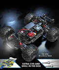 1/16 Scale Brushless 4x4 RC Truck With Dual Lipo Batteries, Off Road Rampage Ready, detailed chassis view with extra parts shown
