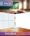 Pack of 12 Double Sided Dry Erase XY Axis Graph Lap Boards 9 By 12 Inches For Student And Classroom Use with Visible Grid and Plain Side
