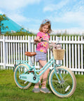Girl with Girls 20 Inch Bike With Basket And Kickstand For Ages 5 To 12 With Adjustable Seat And Suspension Fork Plus Dual Disc Brakes
